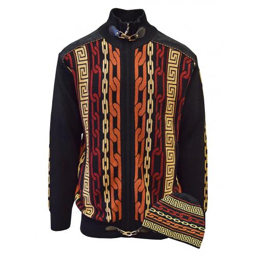 Silversilk Black / Butterscotch / Red / Orange Zip-Up Sweater / Knitted Cap 5244
